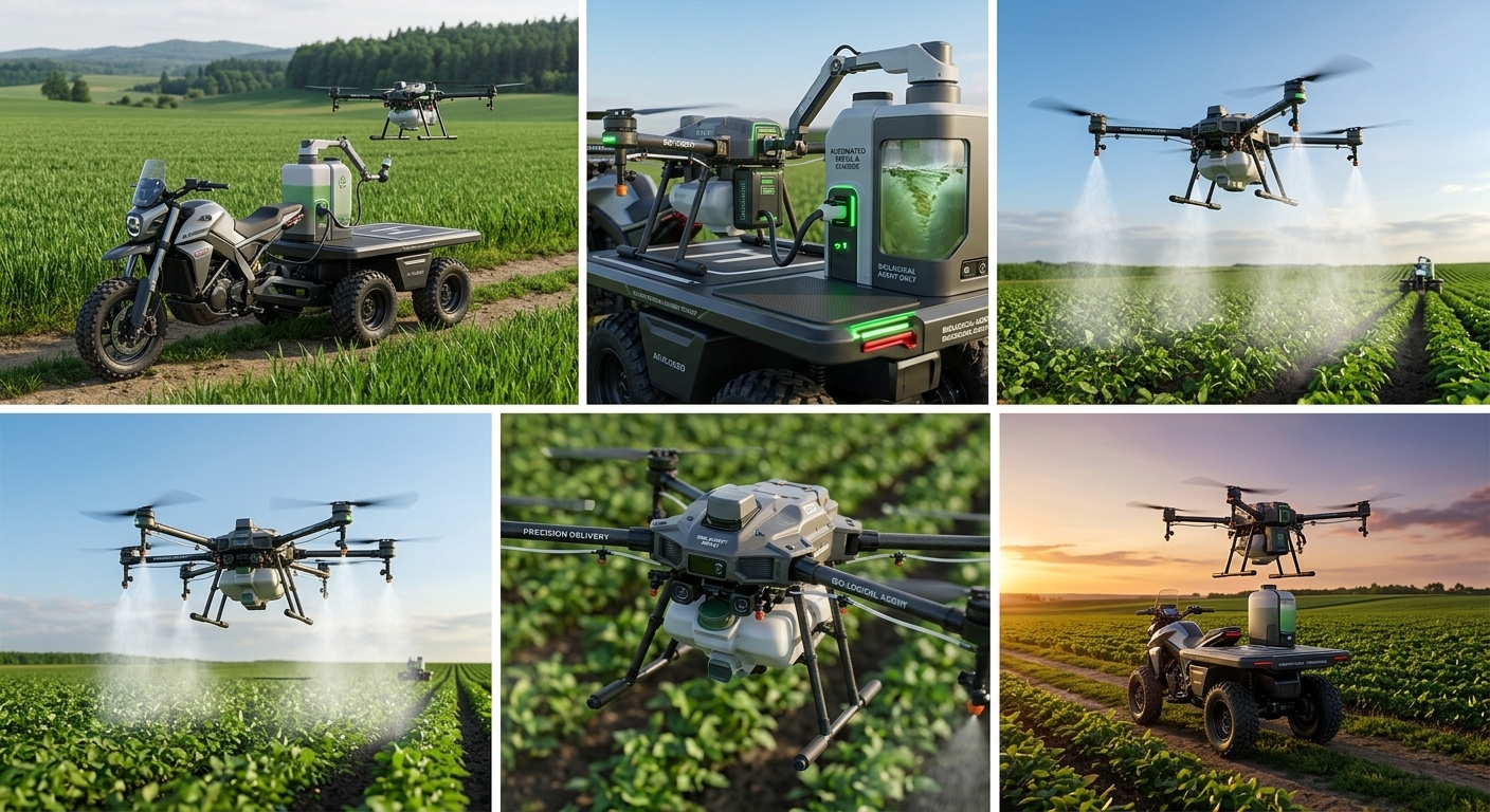 Agricultural drone and autonomous field vehicle for targeted crop spraying
